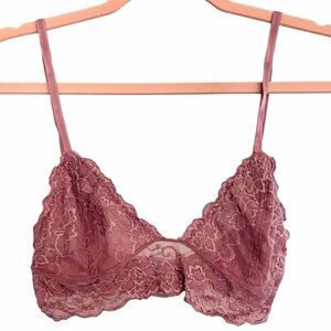 LIKE NEW Anemone Lace Triangle Soft Bra, Lingerie, Mauve Misty Rose Dusty Blush